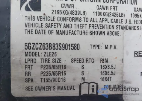 2003 Saturn Vue V6 из США, поврежденный, VIN 5GZCZ63B83S901580